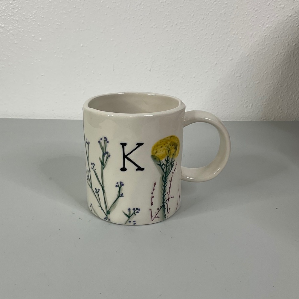 Anthropologie Initial 'K' Floral Print Mug